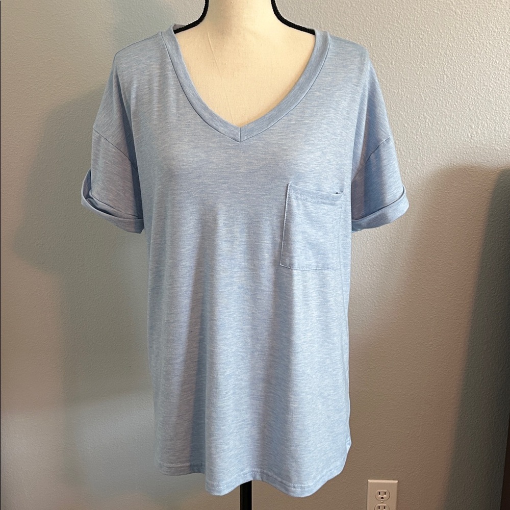 Light Blue V-Neck T-Shirt